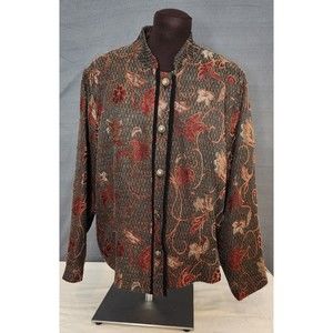 Coldwater Creek‎ Women's Multi-Color Fall Baroque Print Button Jacket Size 14